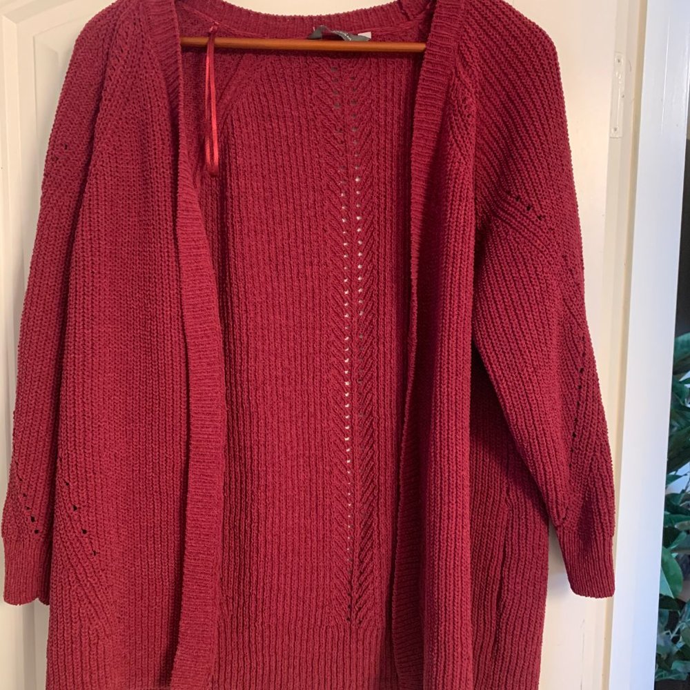 Ladies Chenile Cardigan Woven Sweater